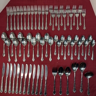 EXF 10 Stainless By EXCEL 18/10 Glossy 66pc Service For 12 Plus 6 Serving Pcs