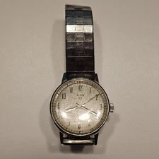 Vintage Elgin Swiss Manual Wind Watch Linen Dial 996 HPT6 Runs