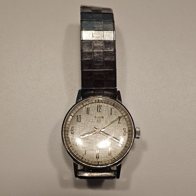 Vintage Elgin Swiss Manual Wind Watch Linen Dial 996 HPT6 Runs | eBay