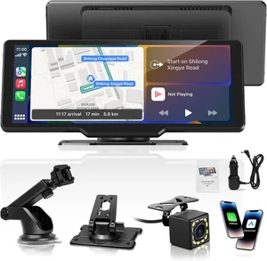 Portable Carplay Screen for Car, 10.26" Wireless Carplay Car Stereo & Android Au