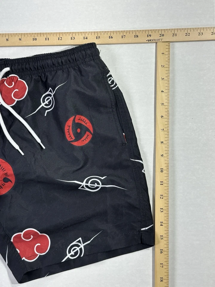 Naruto Shippuden Akatsuki Cloud Sharingan Swim Trunks Shorts Men’s M Black Red  - Image 4 of 4