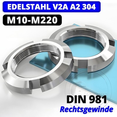 Nutmutter Wellenmutter DIN 981 Edelstahl V2A METRISCHES Rechtsgewinde M10 - M200