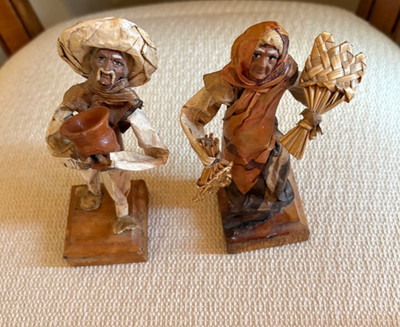 Vintage Mexican Couple Paper Mache Man and Woman