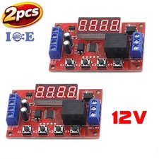 2pcs DC 12V 10A Adjustable Time Delay Relay Module LED Digital Timer Switch
