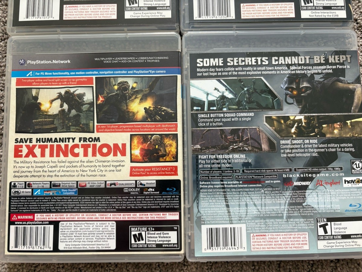 Resistance Trilogy Collection & Blacksite Area 51 Sony PlayStation