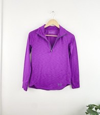 Under Armor Purple Cold Gear Fitted 1/4 Zip Sweatshirt Youth Girls Large