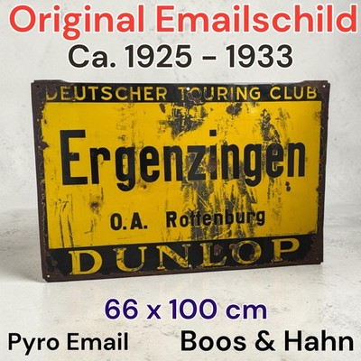 Original Vintage Alt TOURING CLUB DUNLOP Emaille Reklame Schild Enamel Plaque #1