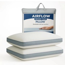 Image of Airflow Memory Foam Pillow For Side Back Sleepers Orthopaedic Neck Back Support