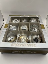 Christopher Radko Shiny Brite Silver Ornaments Glass Set Of 9 NEW IN BOX