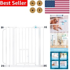 Durable Extra Wide Indoor Dog Safety Gate with Small Pet Passage Door, 30" High