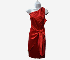 GRACE KARIN 2025 Women Satin Cocktail One Shoulder Sleeveless Dress Size 14, Red