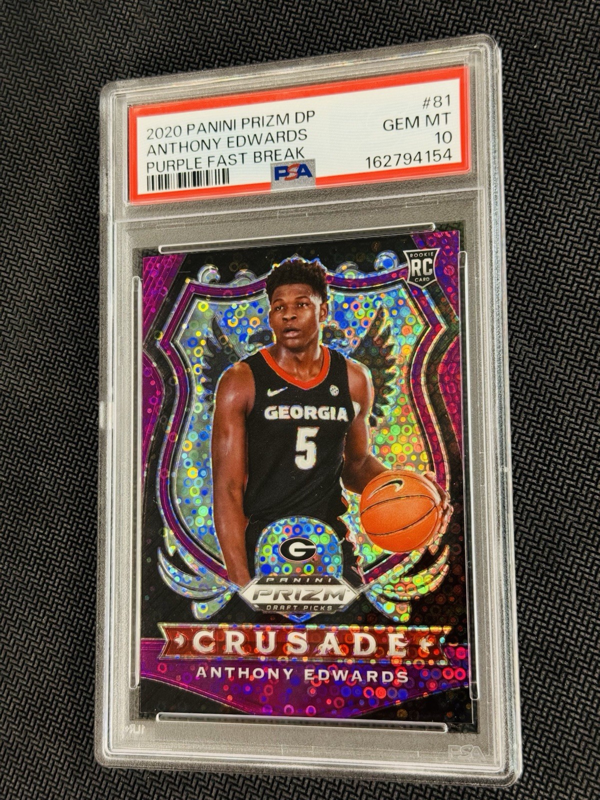 PSA 10 Anthony Edwards /49 RC #81 purple fast break 2020 Panini Prizm DP view 4