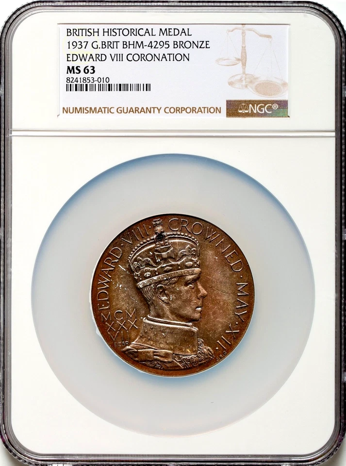 1937 Great Britain Edward VIII Large Bronze Coronation Medal BHM-4295 NGC MS63 - Image 2 of 4