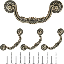 4Pcs 5 Inch Hole Center Vintage Drop Bail Drawer Pull Handles Antique Bronze