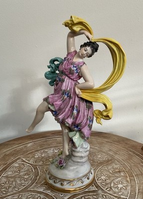 Capodimonte Dancing Porcelain Figurine Muse After Famous Sculptor  Canova  11  H