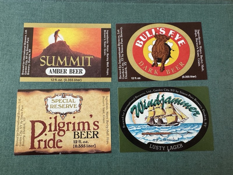 4 Simon Pure Brewing Beer Bottle Labels Dunkirk NY Unused 