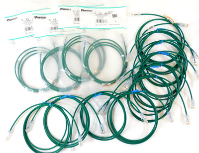 Panduit Cat6 28 AWG UTP Copper Patch Cord 1.5 Meter/5 Feet Green, QUANTITY OF 14