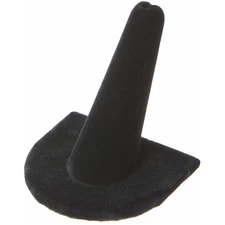 Plymor Black Velvet Ring Finger Display, U-Shaped Base, 2" W x 2" D x 2" H