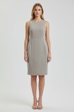 Calvin Klein Sleeveless Dress Cream Beige Gold Zip Size 4 Polyester Spandex New