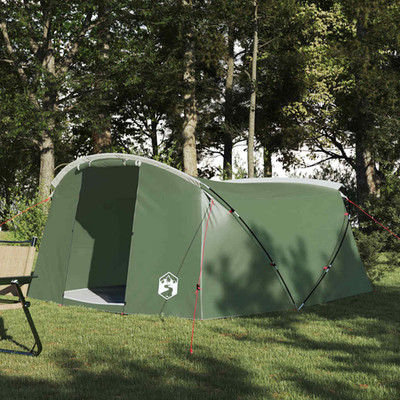 Tunnelzelt 4 Personen grün/weiß 318x275x140cm 185T Polyester PU Beschichtung & Stangen
