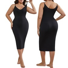Plus Size Shapewear Dress Slip Women Tummy Control Adjustable Strap Full Slip