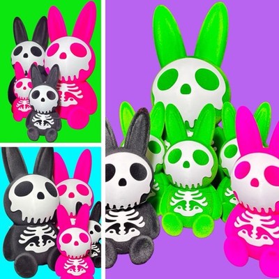 La Boo Boo Looking SMALL Neon Skull Bunny Halloween Decorations