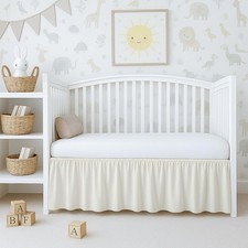 Ivory Crib Skirt Dust Ruffle, Soft Durable Nursery Crib Toddler Bedding Skirt