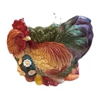 FITZ AND FLOYD CHICKEN ROOSTER PLANTER BOWL CONTAINER 9x7x6