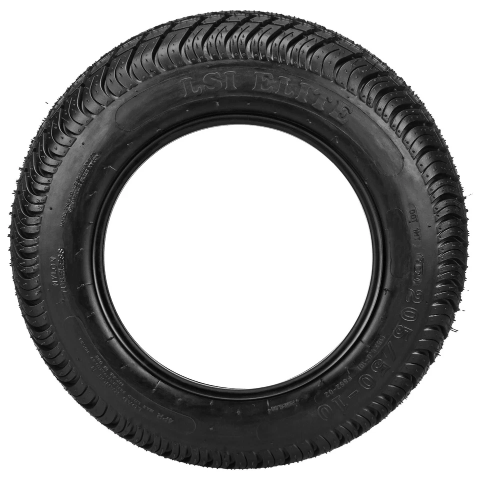 (4) Golf Cart 205/50-10 Low Profile Tires on 10x7 Black/Machined Vampire Wheels - Image 4 of 4