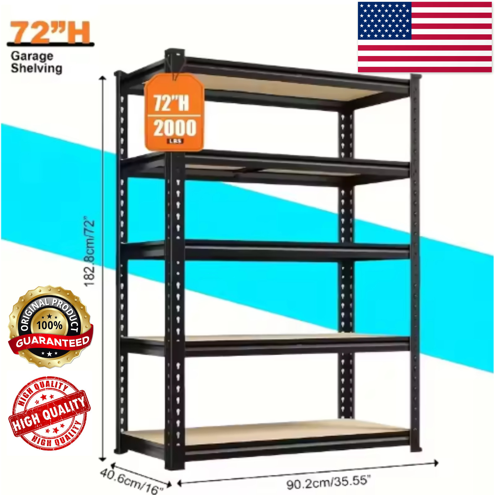 Storage Shelving Unit Garage Storage Rack 5-Tier Adjustable 2000 lbs Load
