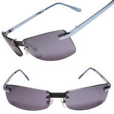 Genuine Vintage Rimless Blue Frame 80s 90s Rectangle Sunglasses