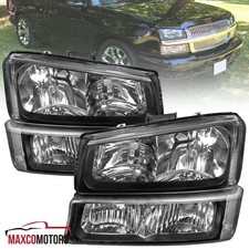 Black Headlightsbumper Lamps Fits 2003-2007 Chevy Silverado 2002-2006 Avalanche