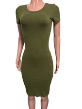 Forever 21 Olive green Bodycon S/S tee style knee midi dress NWTS Casual Chic