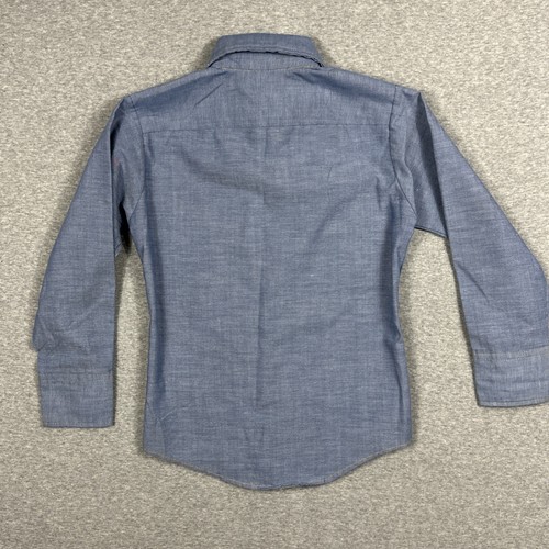 Vintage Levi's Shirt Youth Size 7 Blue Chambray Button Long Sleeve Orange Tab - Picture 4 of 8