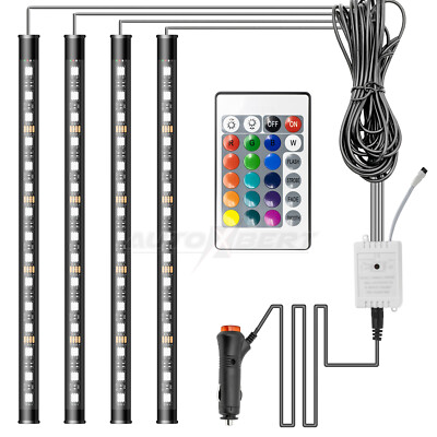 4 LED RGB Innenraumbeleuchtung KFZ Auto Ambiente Fußraumbeleuchtung mit Control