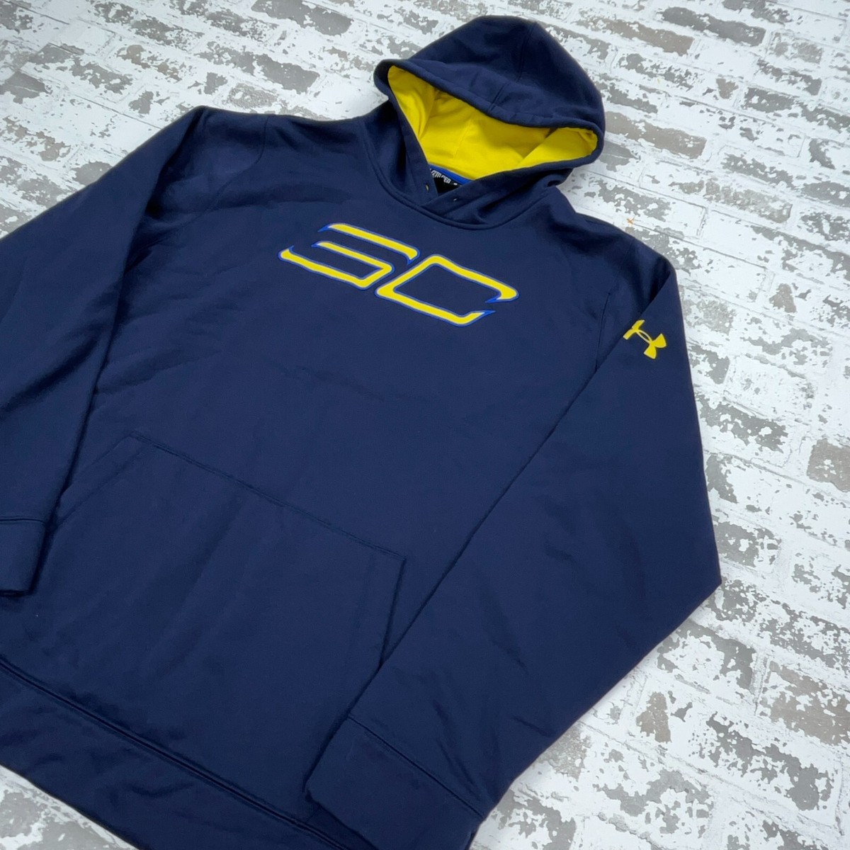 Under Armour Hoodie Men XXL 2XL Blue Yellow Sweatshirt