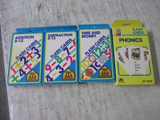 Lot of 4 Learning Flash Cards, Addition, Subtraction, Time  Money, Phonics