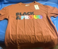 TAKE PRIDE Adult Unisex Brown T-Shirt "Black and Proud" Cotton Blend Sz S NWT