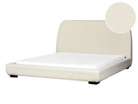Polsterbett Bouclé Beige Creme Mit Lattenrost 160X200 Cm Hohes Kopfteil Roisel