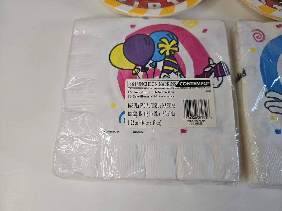 Disney Platos de Papel Gibson Paquete de 8 Servilletas 7 Pulgadas Mickey Mouse Contempo Lote De 16 De Colección Foto 3 de 4