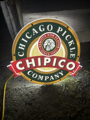 Chipico Sign Rare LED 22  Indian Logo Chicago Pickle Co Food IL Display