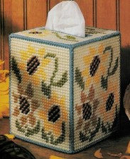 SUMMER TISSUE BOX COVER SUNFLOWERS PLASTIC CANVAS PATTERN INSTRUCTIONS