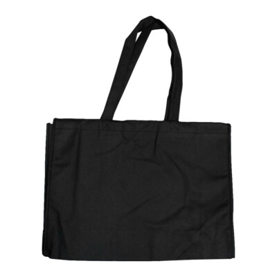 10 PC BLACK Reusable Grocery Shopping Tote Bags Non Woven Recycled