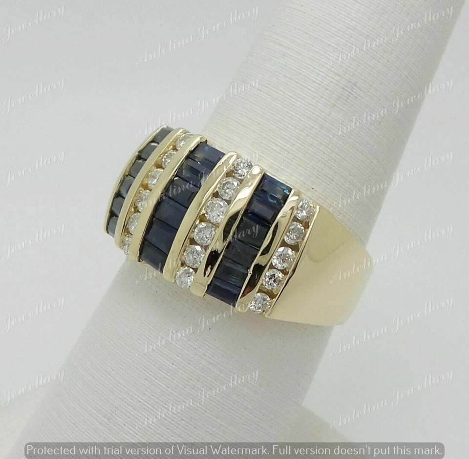 2.00CT Simulated Baguette Sapphire Eternity Band Ring 925 Sterling Silver Plated - Image 2 of 4