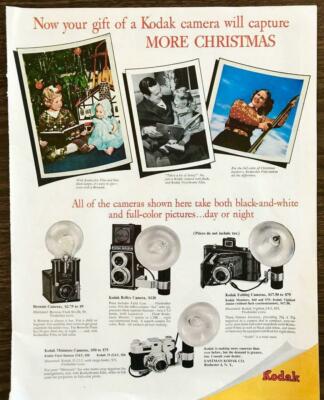 1947 Kodak Cameras Christmas Print Ad Brownie Reflex Folding Miniature Models