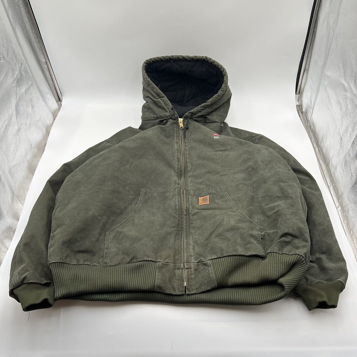 Vintage Y2K Mens Carhartt J130 MOS Mossy Green Hooded Canvas Vintage Y2K Mens Carhartt J130 MOS Mossy Green Hooded Canvas