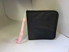 BLACK VINYL TRAVEL STORAGE CASE OEM PINK WRIST STRAP HOLDS 32 Wii U Games N19