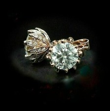 1Ct Round Cut Real Moissanite Women's Stud Earrings 14K Yellow Gold Plated