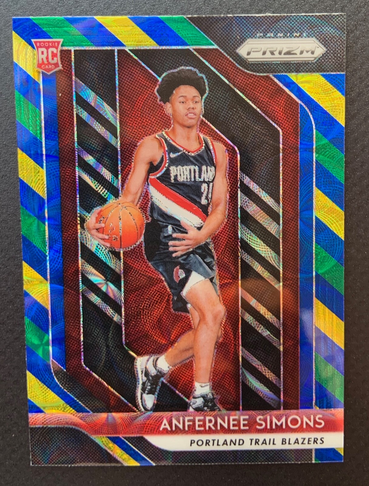 Anfernee Simons 2018-19 Panini Prizm Blue Yellow Green Prizms RC #61