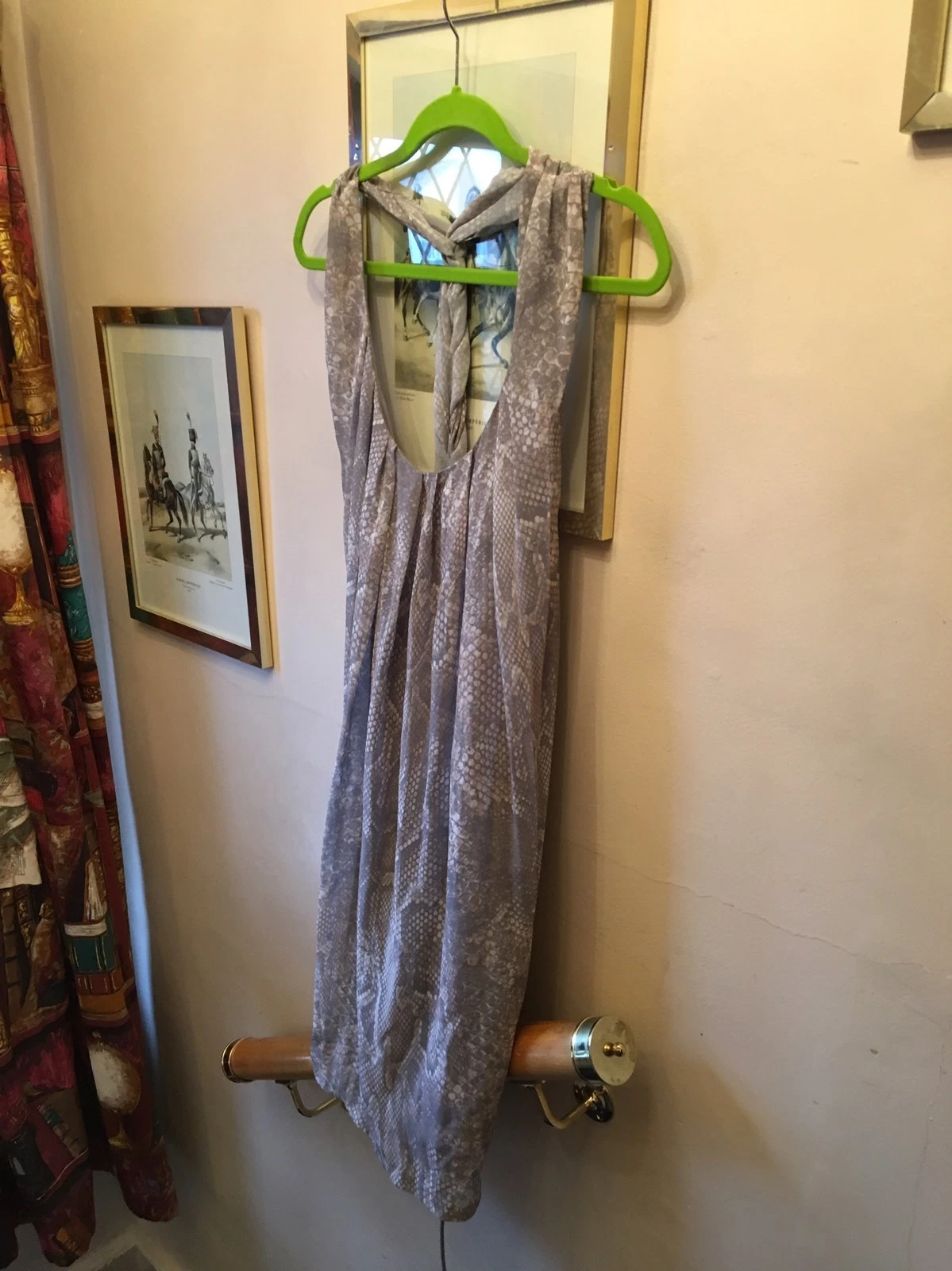 ACNE STUDIOS Nuovo top abito acne Naia stampa serpente setoso ritorto schiena giorno notte festa 40 UK 12